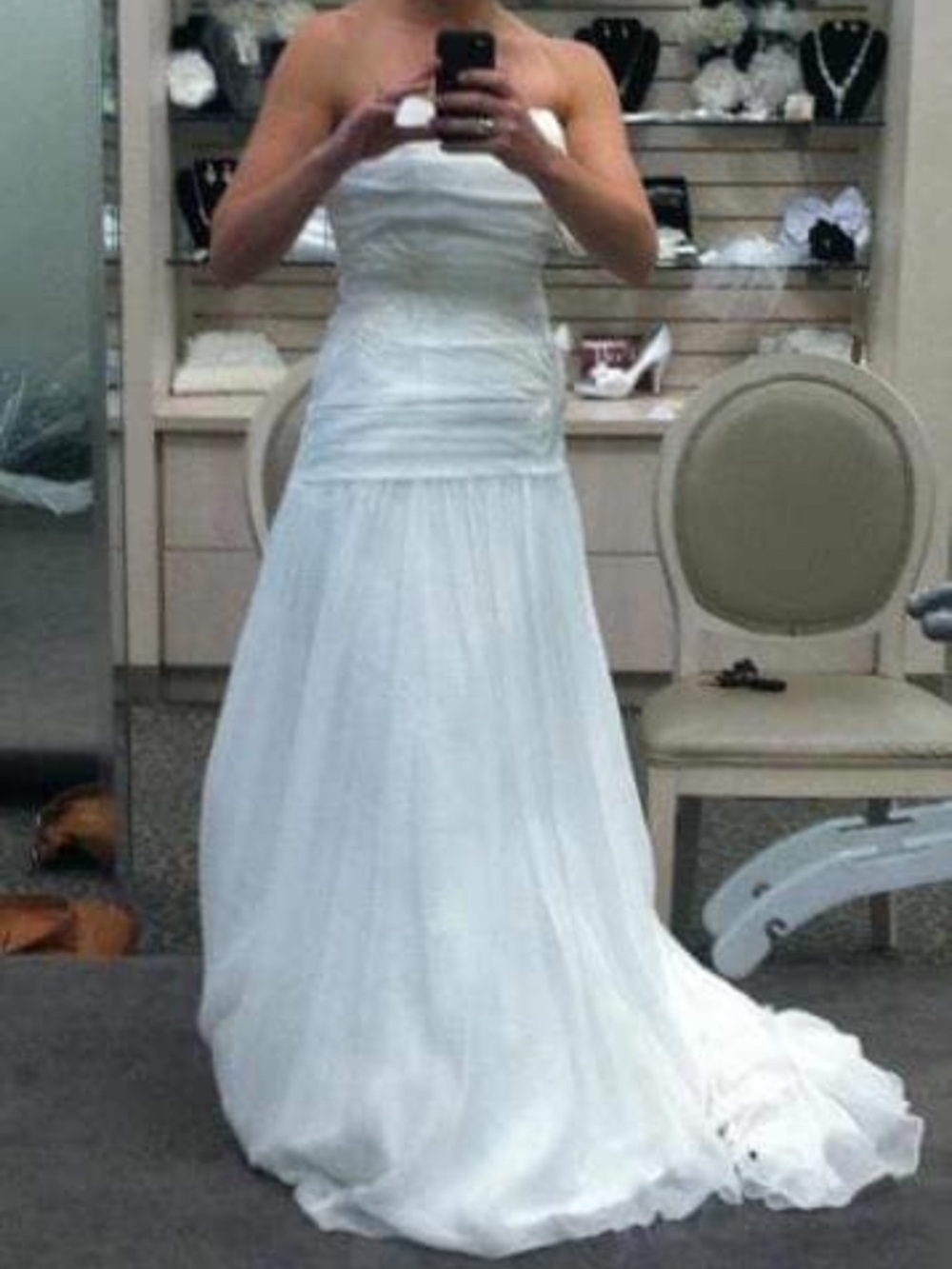 Strapless White Bridal Gown with Ruched Bodice - Picture 2 of 3